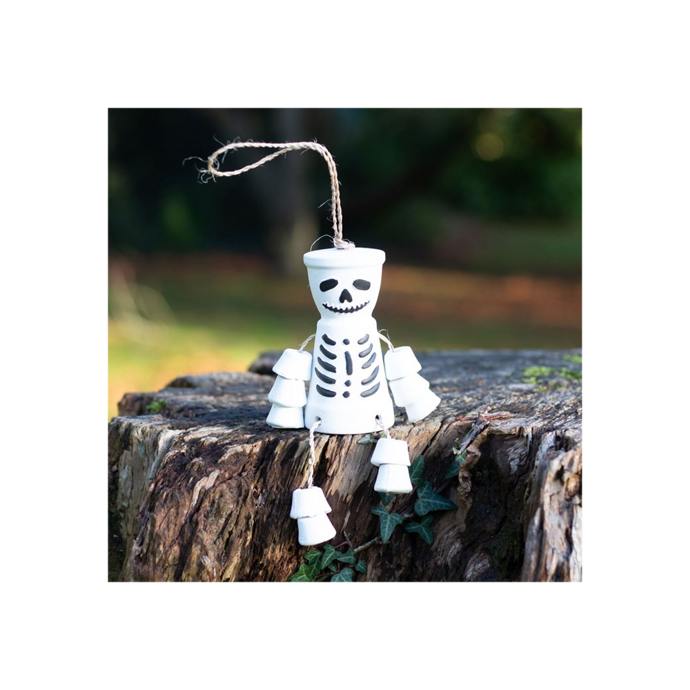 White Skeleton Terracotta Pot Man