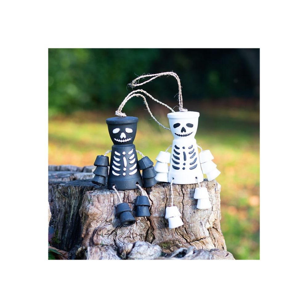 White Skeleton Terracotta Pot Man