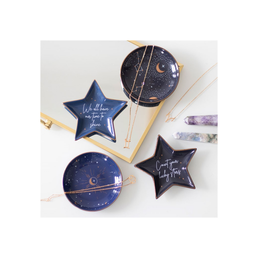 10.5cm Ceramic Purple Star Sign Trinket Dish