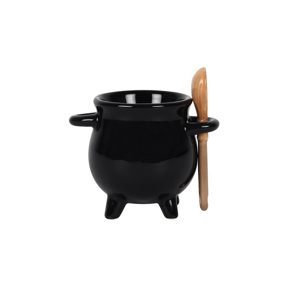 Cauldron Egg Cup with Broom Spoon